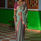 Contemporary Art Silk Sea Green Lace Saree