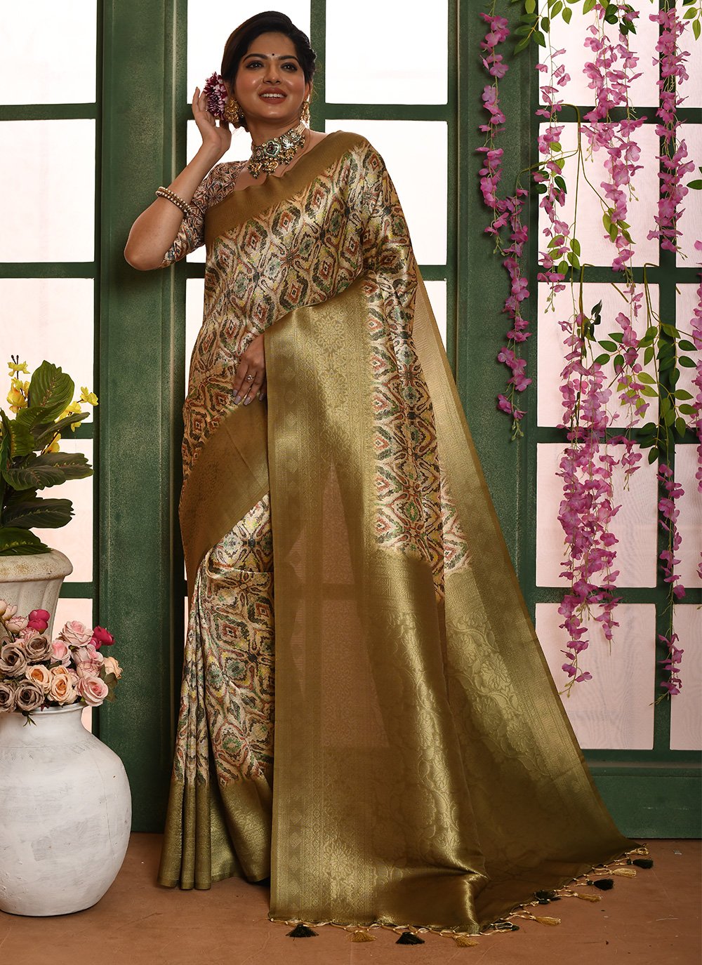 Contemporary Banarasi Silk Sea Green Woven Saree