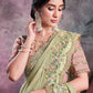 Trendy Saree Georgette Shimmer Silk Sea Green Cord Work Saree
