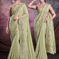 Trendy Saree Georgette Shimmer Silk Sea Green Cord Work Saree