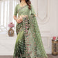 Classic Net Sea Green Cord Work Saree