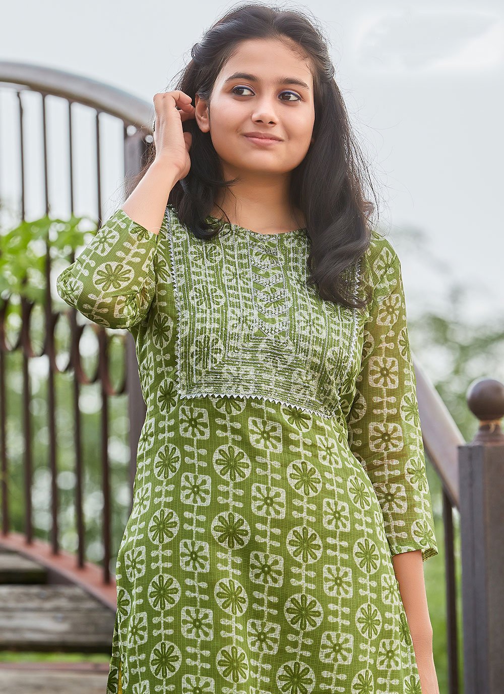 Designer Kurti Cotton Sea Green Embroidered Kurtis