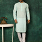 Kurta Pyjama Cotton Sea Green Chikankari Work Mens