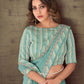 Contemporary Faux Crepe Georgette Sea Green Embroidered Saree
