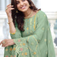 Trendy Suit Faux Georgette Sea Green Embroidered Salwar Kameez