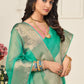 Contemporary Organza Sea Green Patch Border Saree