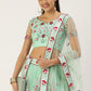 A Line Lehenga Net Sea Green Embroidered Lehenga Choli