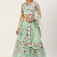 A Line Lehenga Net Sea Green Embroidered Lehenga Choli