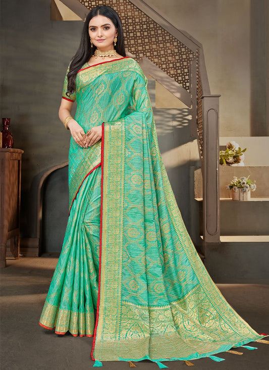 Silk Saree Silk Sea Green Weaving Saree