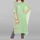 Casual Kurti Faux Crepe Sea Green Foil Print Kurtis