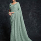 Classic Georgette Sea Green Embroidered Saree