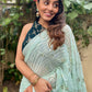 Trendy Saree Georgette Sea Green Embroidered Saree