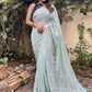 Trendy Saree Georgette Sea Green Embroidered Saree