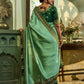 Classic Vichitra Silk Sea Green Embroidered Saree