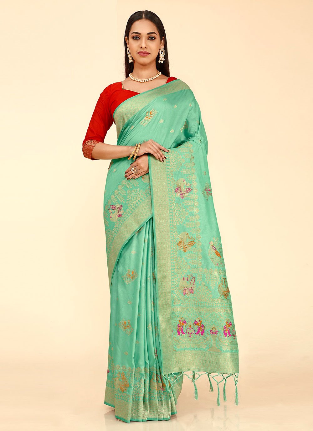 Contemporary Silk Sea Green Weaving Saree