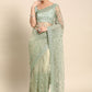 Contemporary Net Sea Green Embroidered Saree