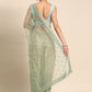 Contemporary Net Sea Green Embroidered Saree