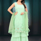 Salwar Suit Faux Georgette Sea Green Embroidered Salwar Kameez