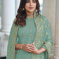 Straight Salwar Suit Faux Georgette Sea Green Embroidered Salwar Kameez