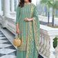 Straight Salwar Suit Faux Georgette Sea Green Embroidered Salwar Kameez