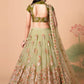 A Line Lehenga Net Sea Green Dori Work Lehenga Choli