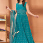 Designer Gown Georgette Sea Green Mirror Gown