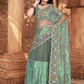 Contemporary Net Sea Green Embroidered Saree
