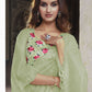Contemporary Net Sea Green Embroidered Saree