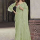 Contemporary Net Sea Green Embroidered Saree