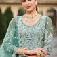 Anarkali Suit Net Sea Green Embroidered Salwar Kameez