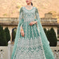 Anarkali Suit Net Sea Green Embroidered Salwar Kameez