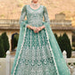 Anarkali Suit Net Sea Green Embroidered Salwar Kameez