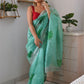Trendy Saree Organza Sea Green Cut Work Saree