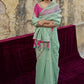 Classic Organza Sea Green Plain Saree