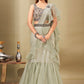 Lehenga Style Saree Imported Organza Sea Green Ruffle Saree