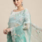 Classic Organza Silk Sea Green Booti Saree