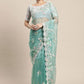 Classic Organza Silk Sea Green Booti Saree