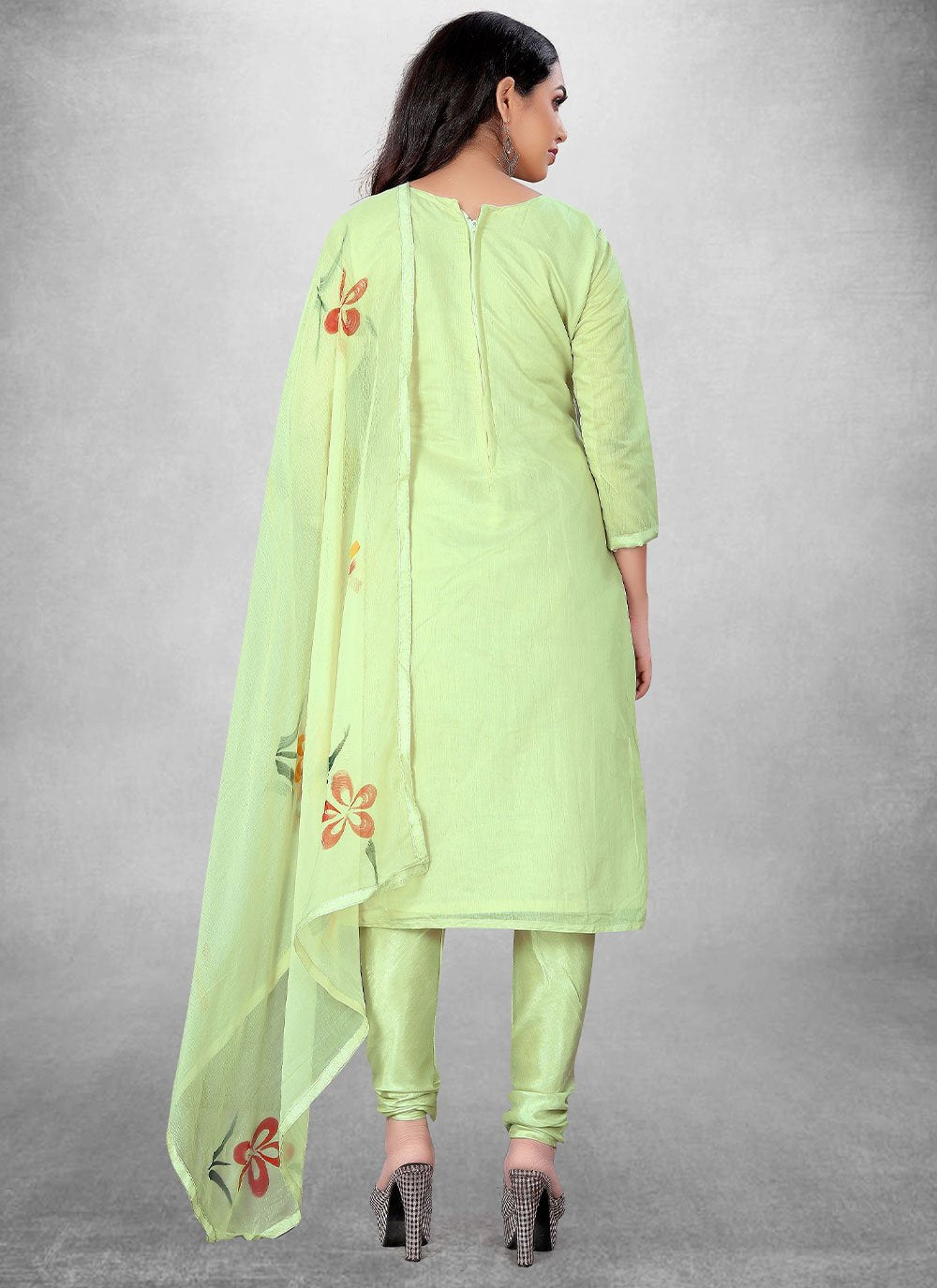 Churidar Suit Cotton Sea Green Hand Work Salwar Kameez