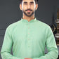 Kurta Pyjama Cotton Jacquard Sea Green Fancy Work Mens