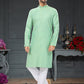 Kurta Pyjama Cotton Jacquard Sea Green Fancy Work Mens