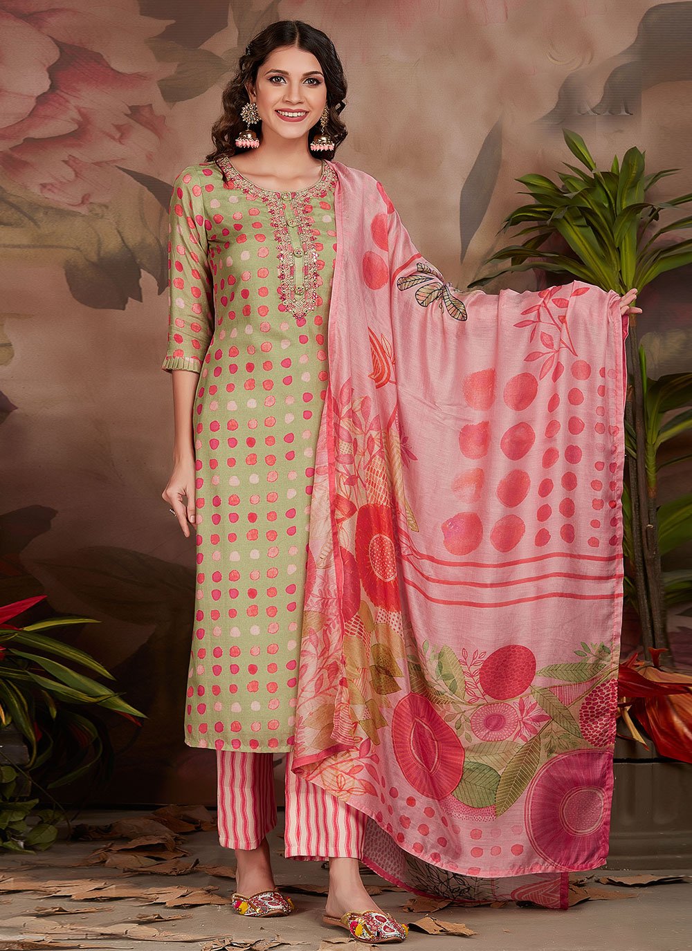 Salwar Suit Muslin Sea Green Digital Print Salwar Kameez