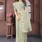 Trendy Saree Net Sea Green Embroidered Saree