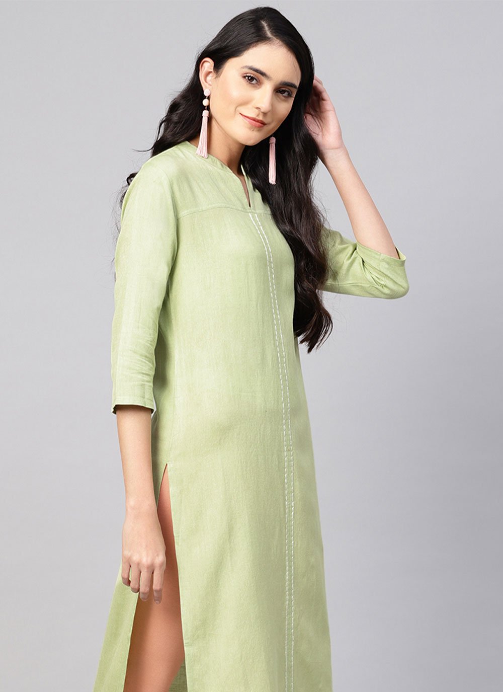 Casual Kurti Rayon Viscose Sea Green Plain Kurtis