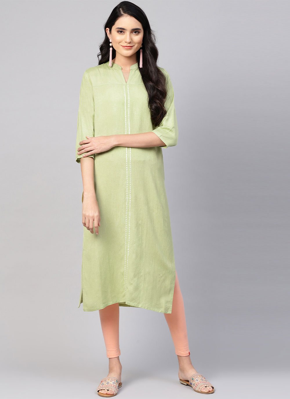 Casual Kurti Rayon Viscose Sea Green Plain Kurtis