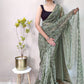 Classic Net Sea Green Print Saree