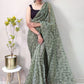 Classic Net Sea Green Print Saree