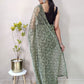 Classic Net Sea Green Print Saree