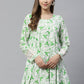 Designer Kurti Rayon Sea Green Print Kurtis