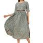 Gown Faux Crepe Sea Green Print Gown