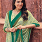 Classic Faux Crepe Sea Green Print Saree